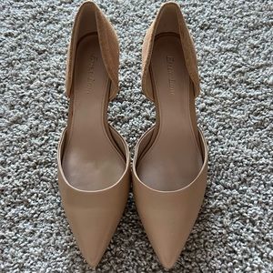Essex Lane Women’s Classy Nude Pointed Kitten Heels with Snake Pattern Back